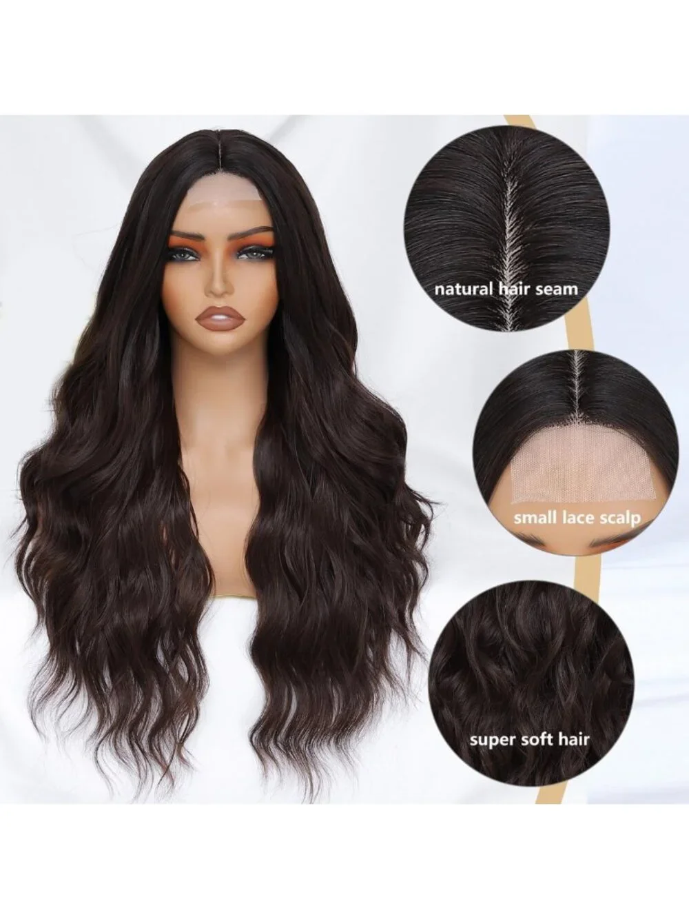 Long Wavy Dark Brown Wig 26